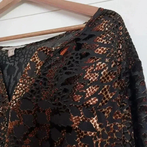 Roz & Ali Burnout Velvet Top Blouse Dark Whimsigoth Popover Roll Tab Size 3X - Picture 3 of 8